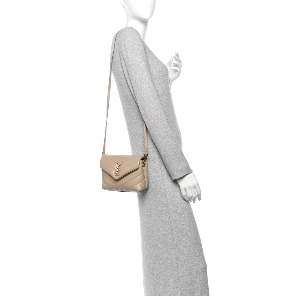 Calfskin Y Quilted Monogram Toy Loulou Crossbody Bag Dark Beige