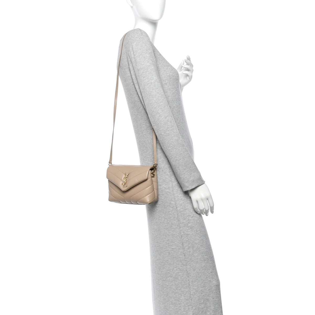 Calfskin Y Quilted Monogram Toy Loulou Crossbody Bag Dark Beige