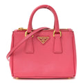 Saffiano Lux Micro Galleria Double Zip Tote Fuxia