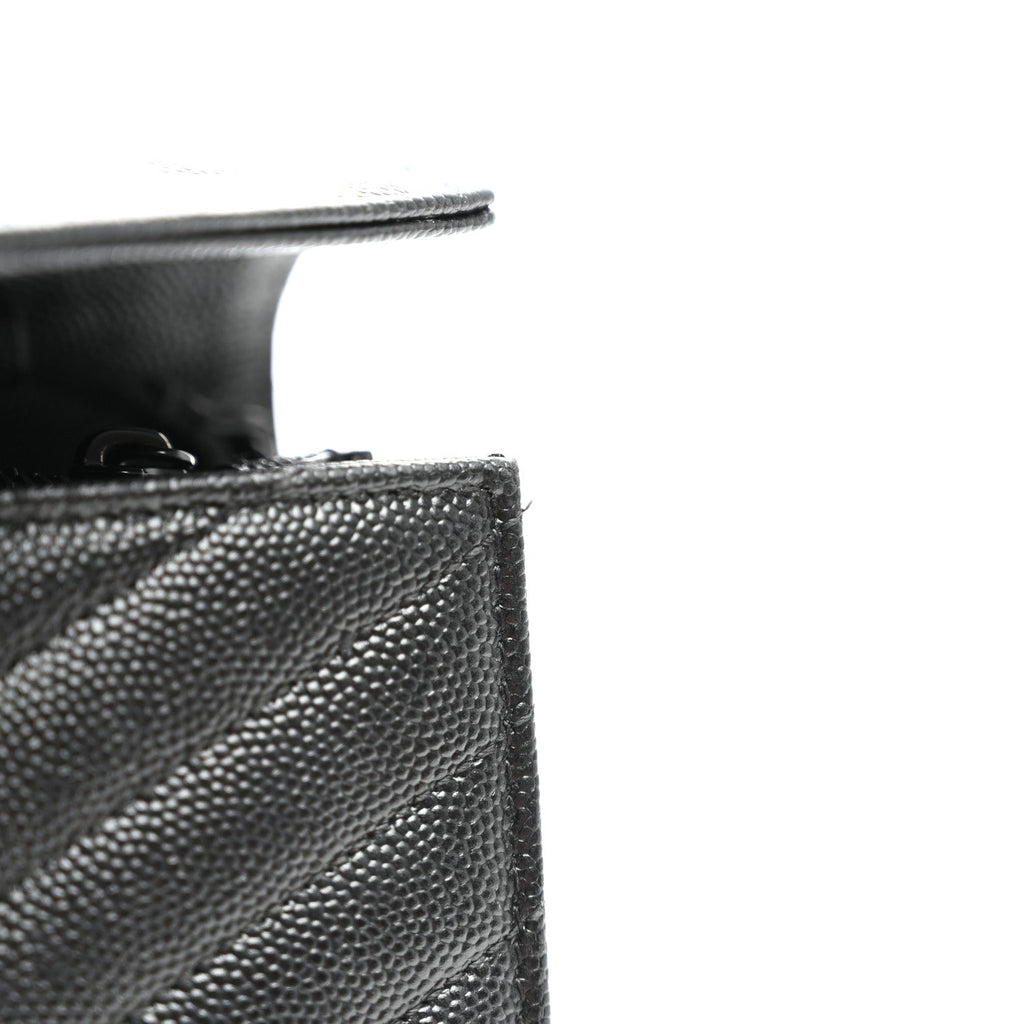 Grain De Poudre Matelasse Chevron Monogram Monochrome Chain Wallet Black