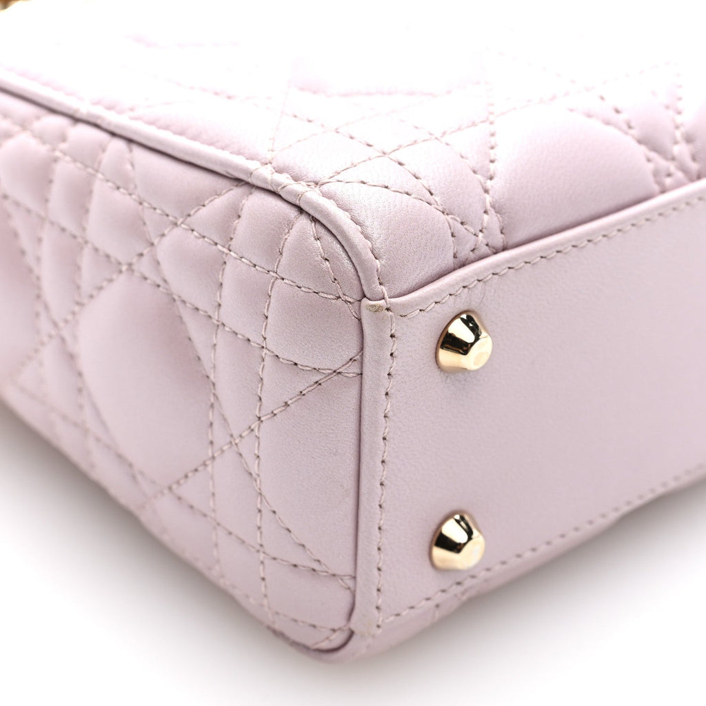 Lambskin Cannage Mini Lady Dior Powder Pink