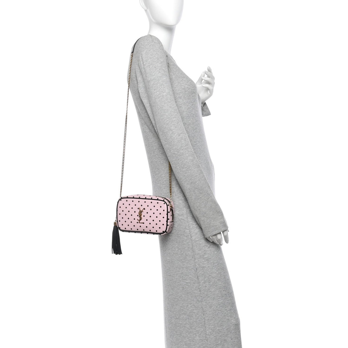 Calfskin Printed Polka Dot Mini Lou Camera Bag Pink Black