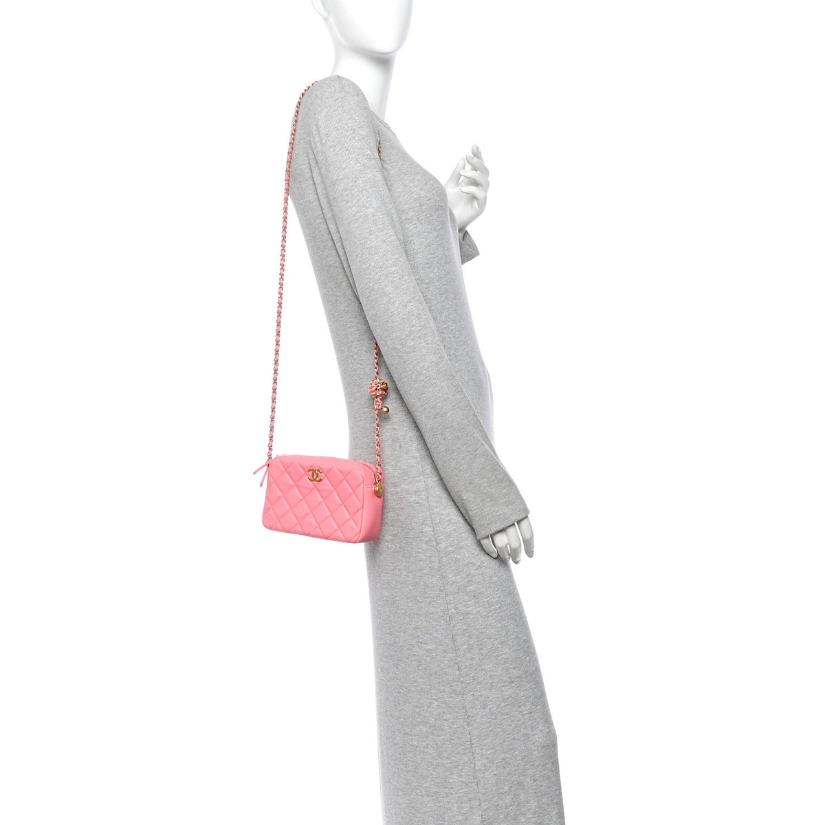 Lambskin Quilted CC Pearl Crush Camera Case Pink