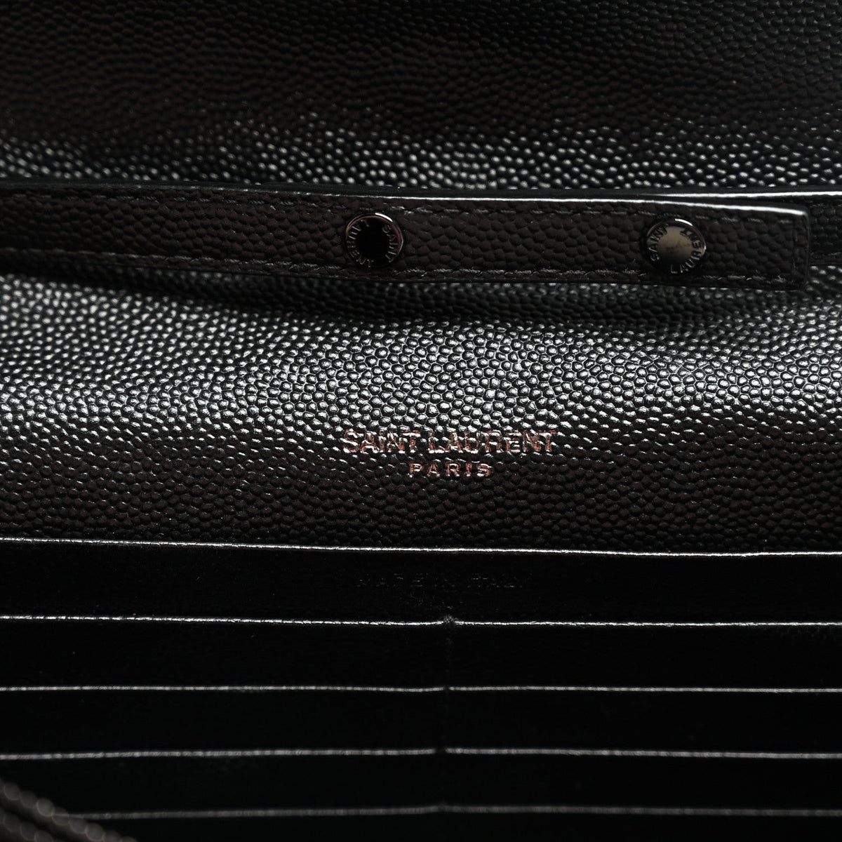 Grain De Poudre Matelasse Chevron Monogram Monochrome Chain Wallet Black