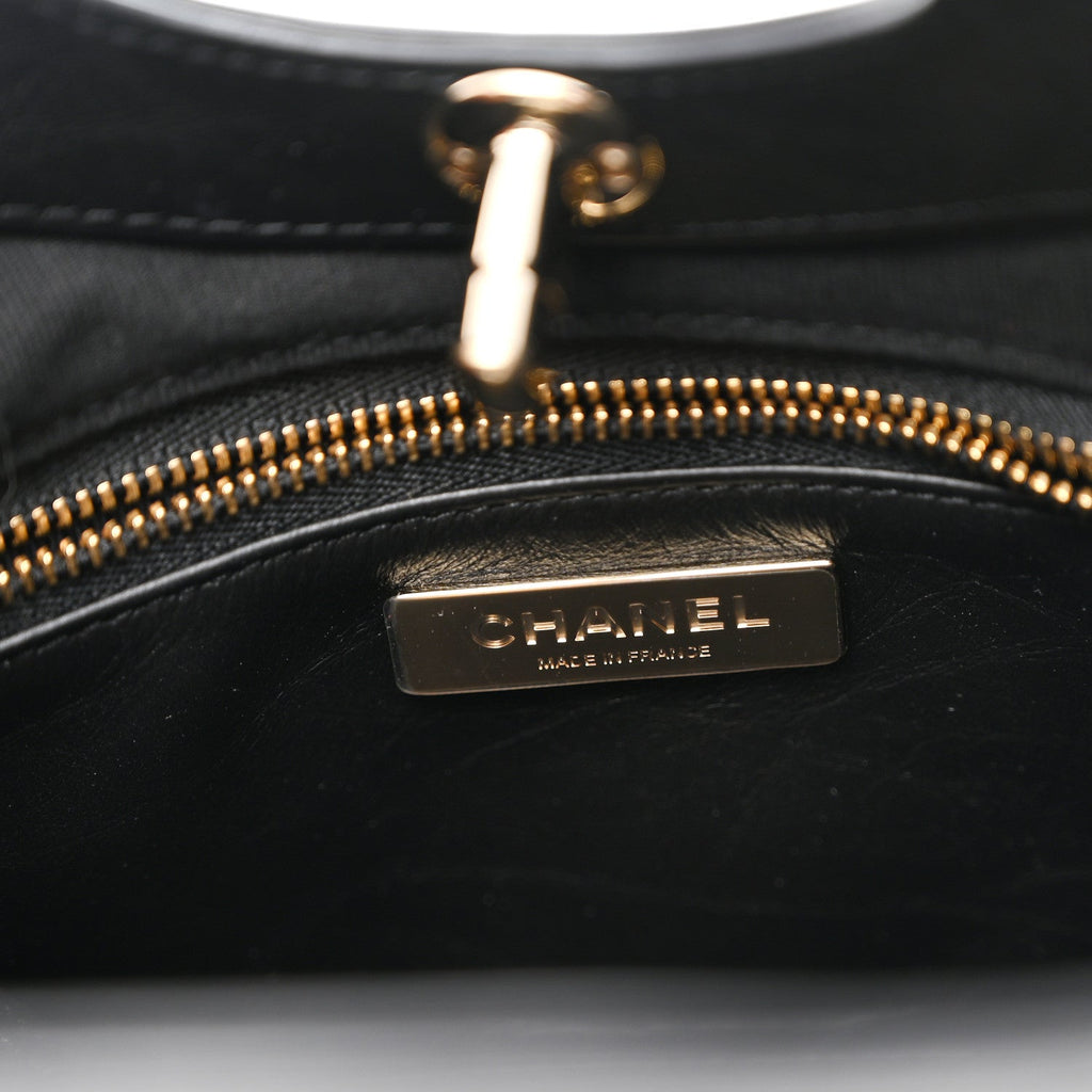 Aged Calfskin Quilted Mini 31 Shopping Bag Black