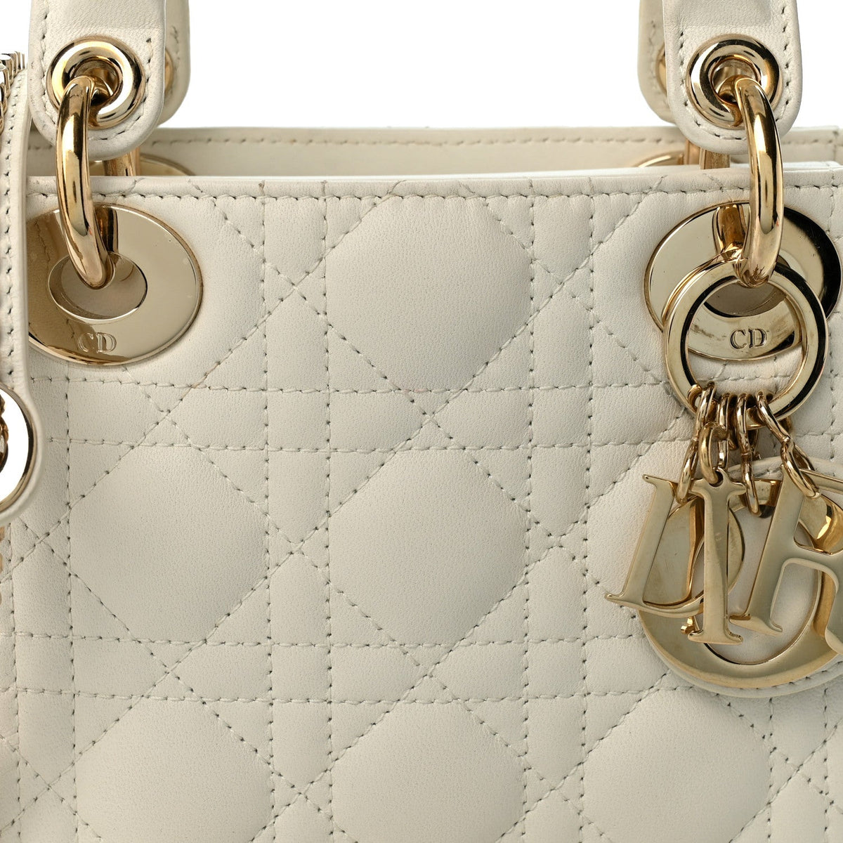 Lambskin Cannage Mini Lady Dior White