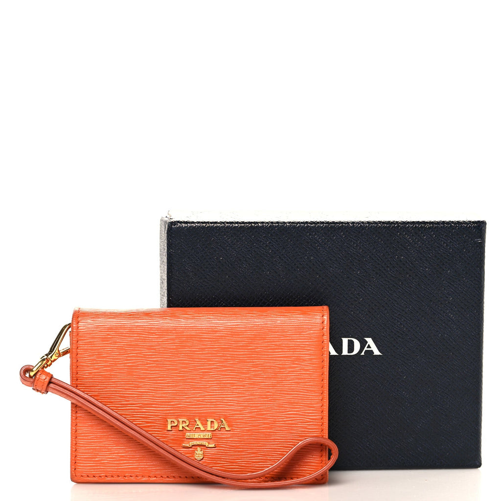 Vitello Move Metal Wristlet Card Holder Papaya