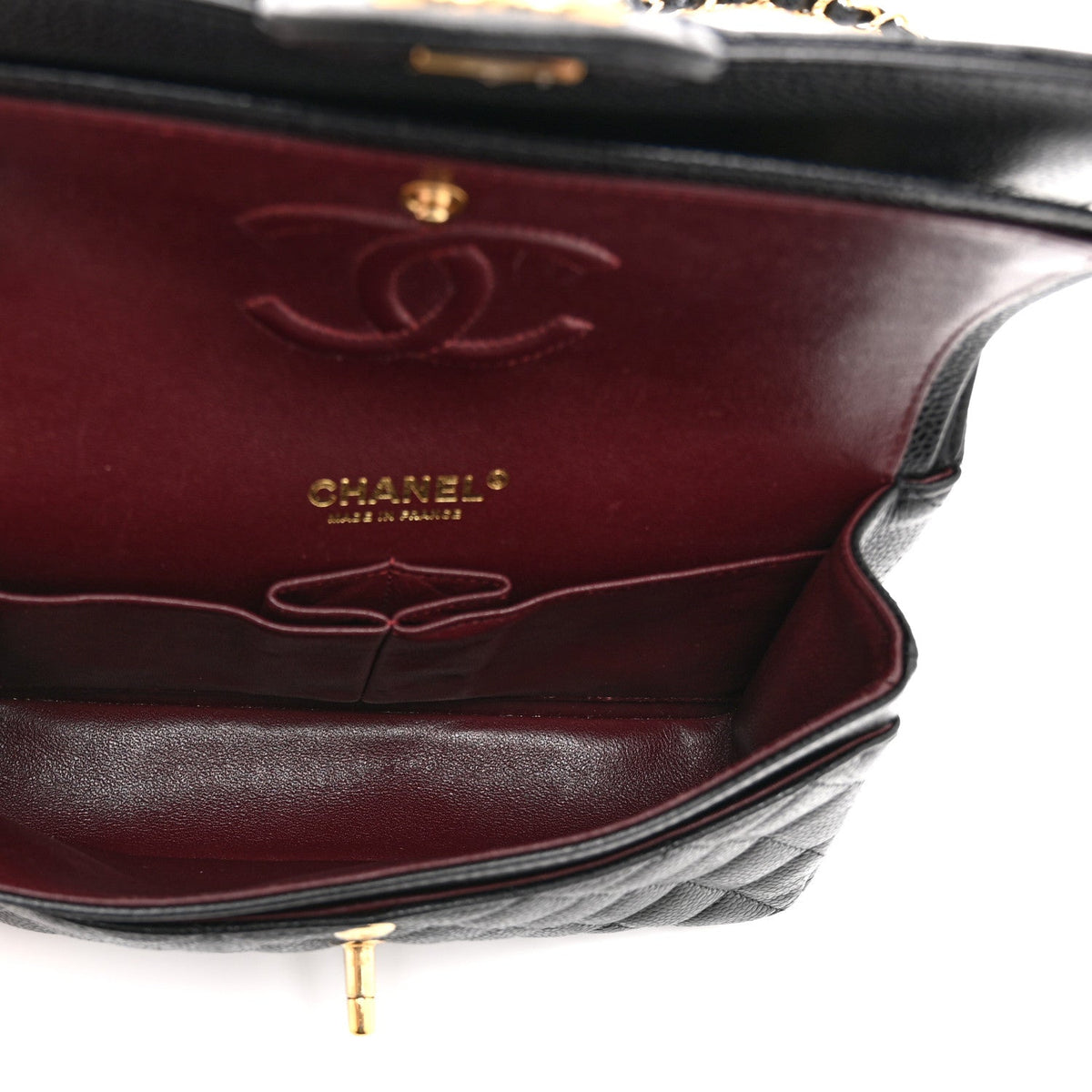 Caviar Quilted Small Double Flap Black