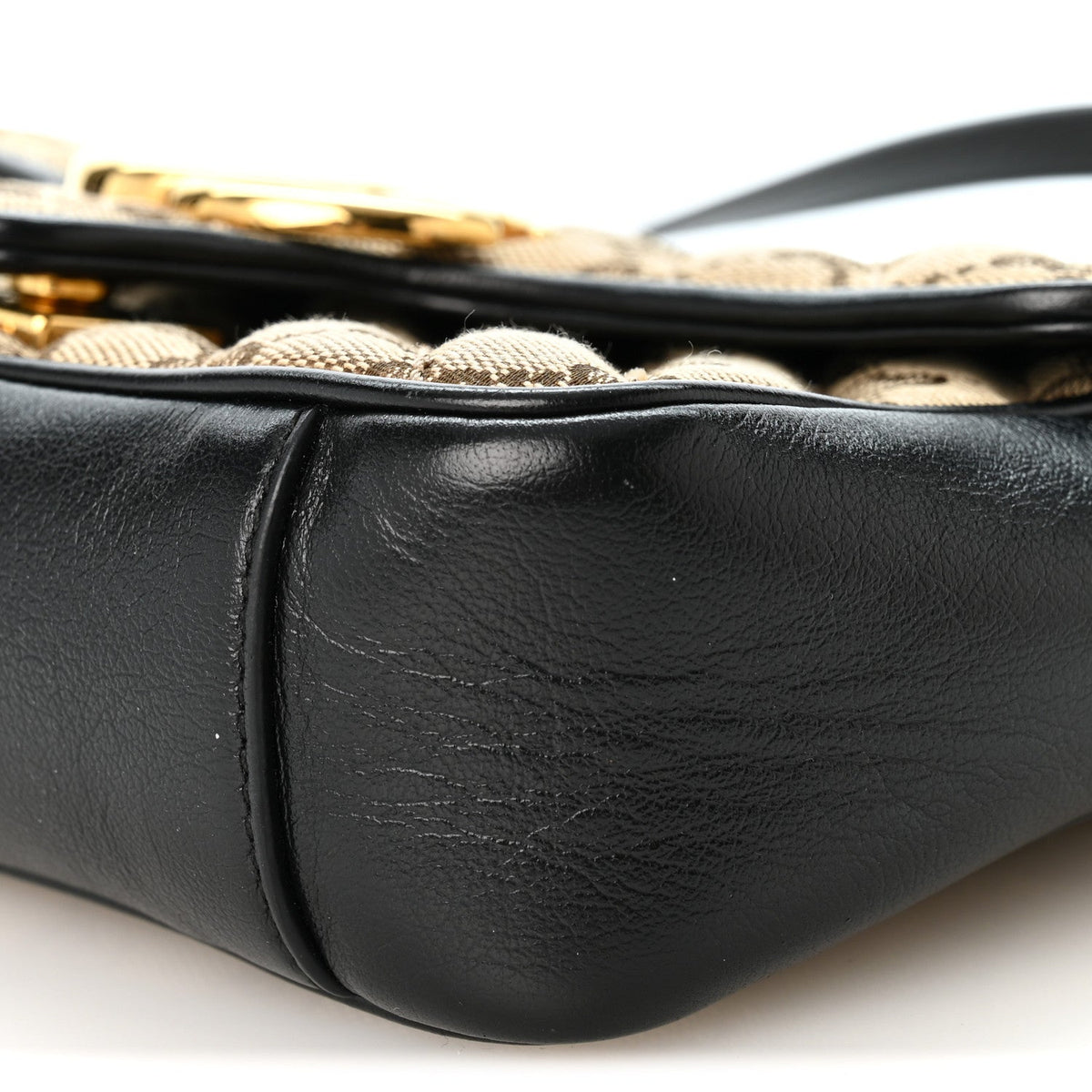 Monogram Matelasse Diagonal Mini GG Marmont Shoulder Bag Beige Black