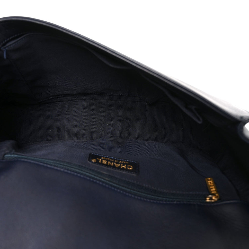 Braided Sheepskin Large Boy Flap Navy