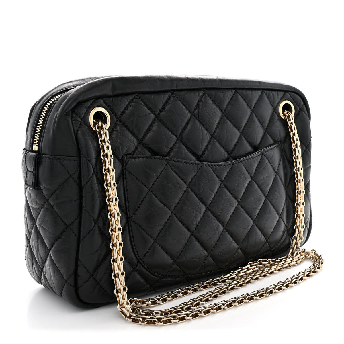 Aged Calfskin Quilted Medium Reissue Camera Case Black