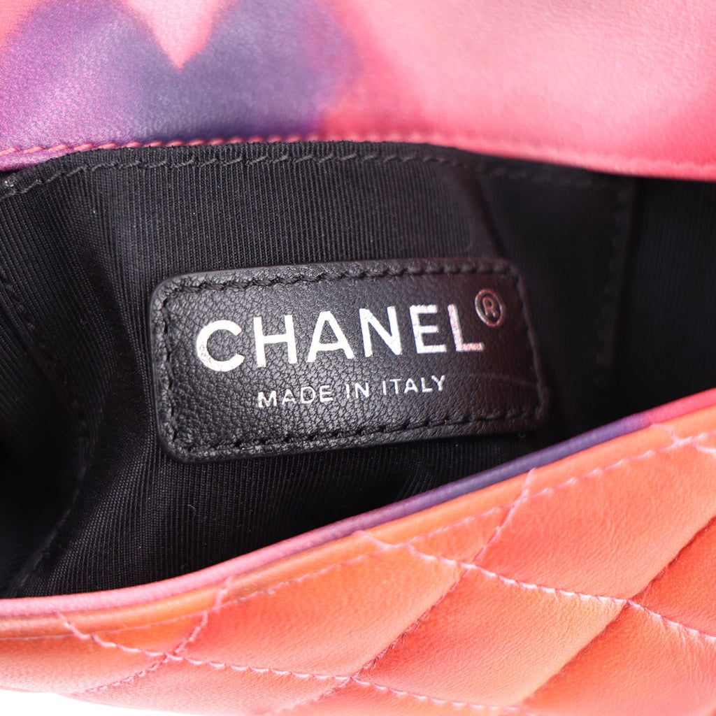 Lambskin Quilted Extra Mini Flower Power Flap Multicolor