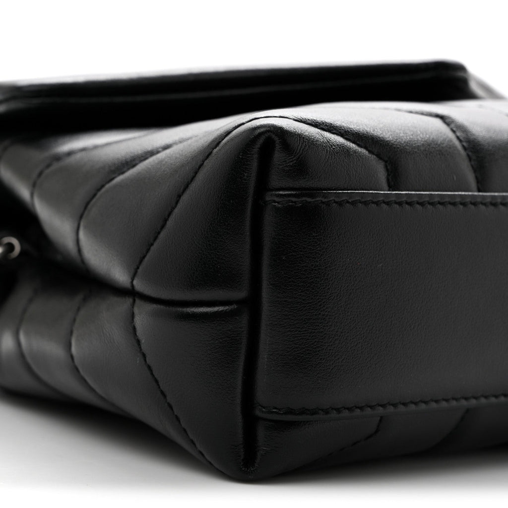Calfskin Y Quilted Monogram Toy Loulou Crossbody Bag Black