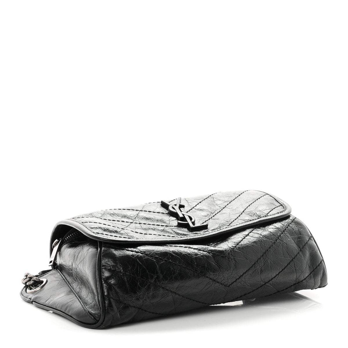 Crinkled Calfskin Matelasse Monogram Niki Body Bag Black