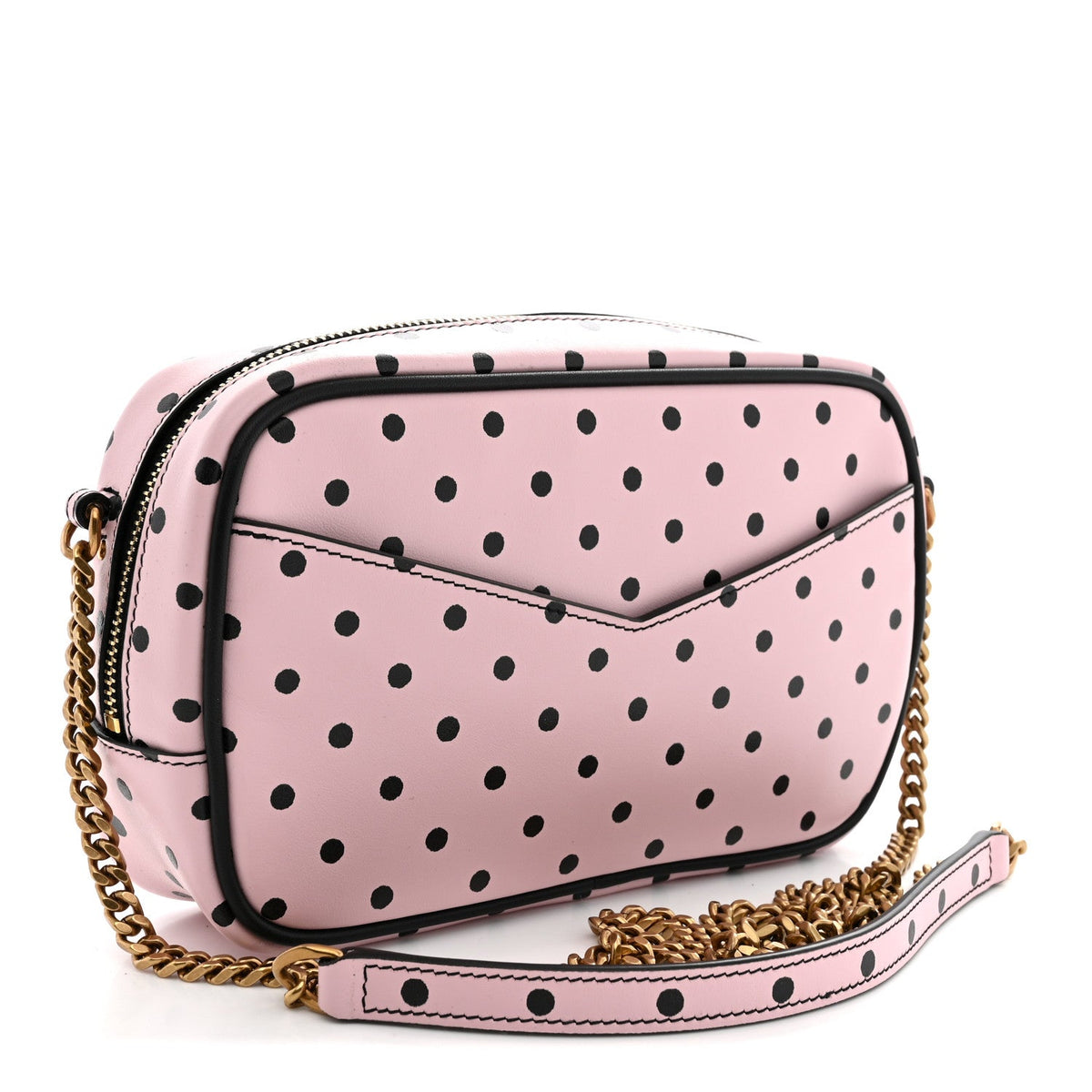 Calfskin Printed Polka Dot Mini Lou Camera Bag Pink Black