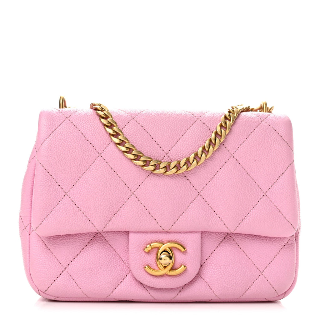 Caviar Quilted Mini Sweetheart Flap Lilac