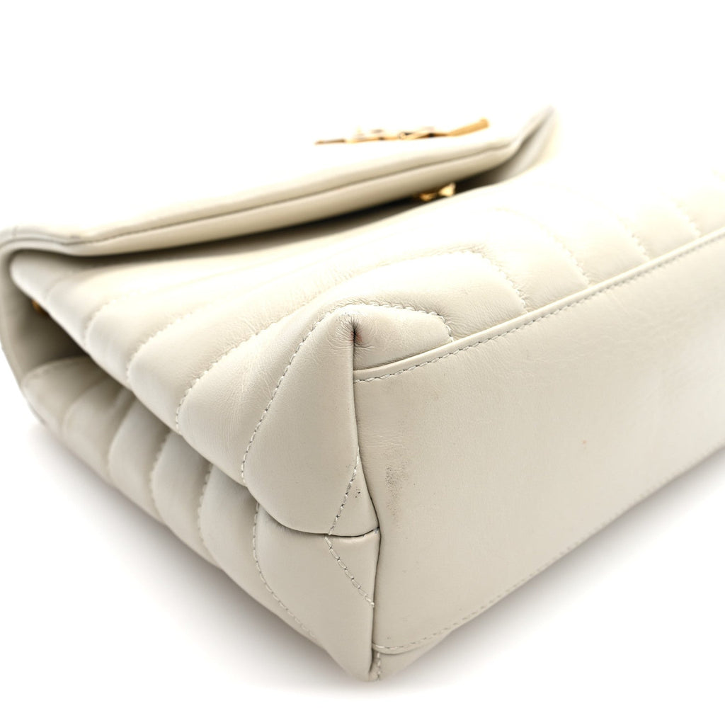 Calfskin Y Quilted Monogram Small Loulou Chain Satchel Crema Soft