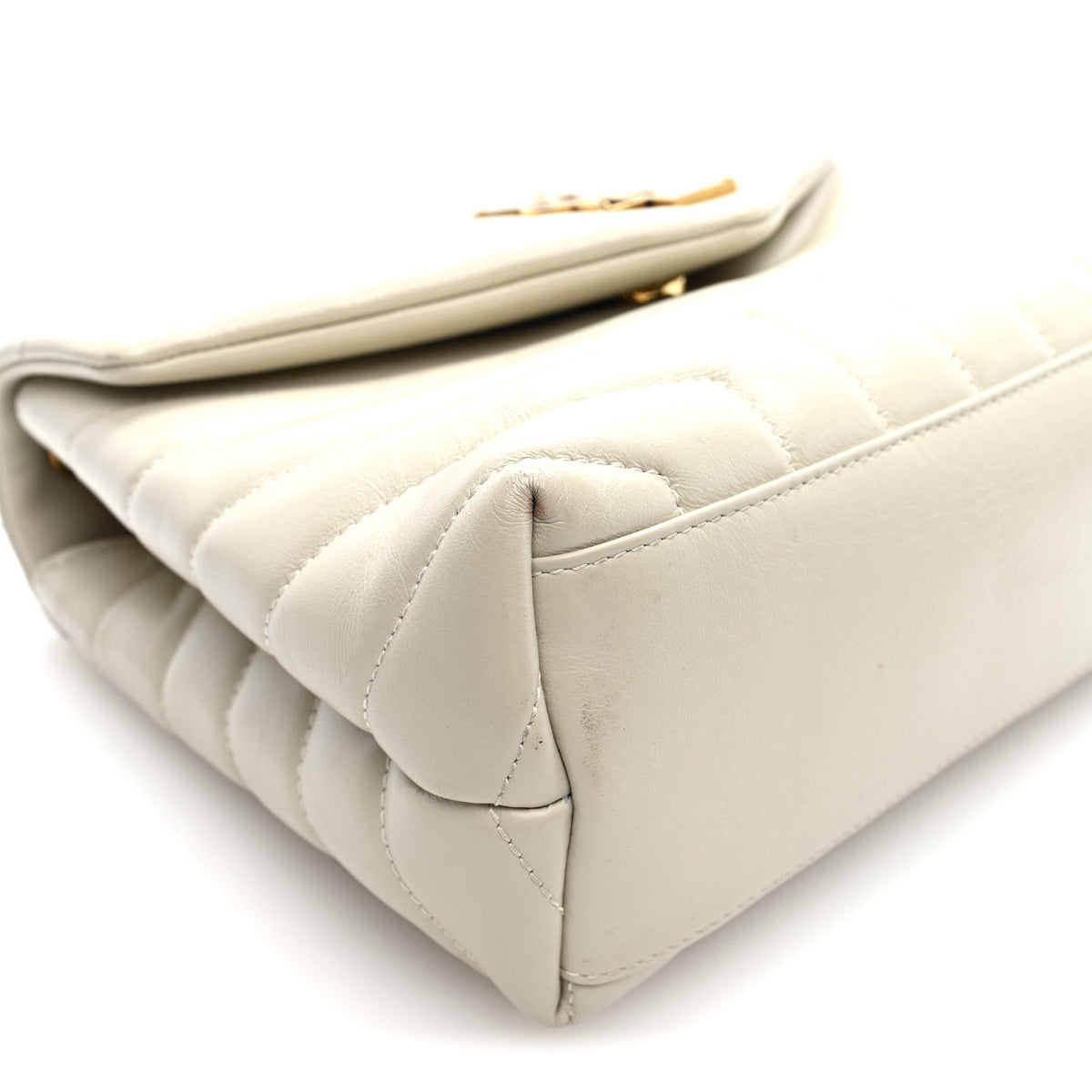 Calfskin Y Quilted Monogram Small Loulou Chain Satchel Crema Soft