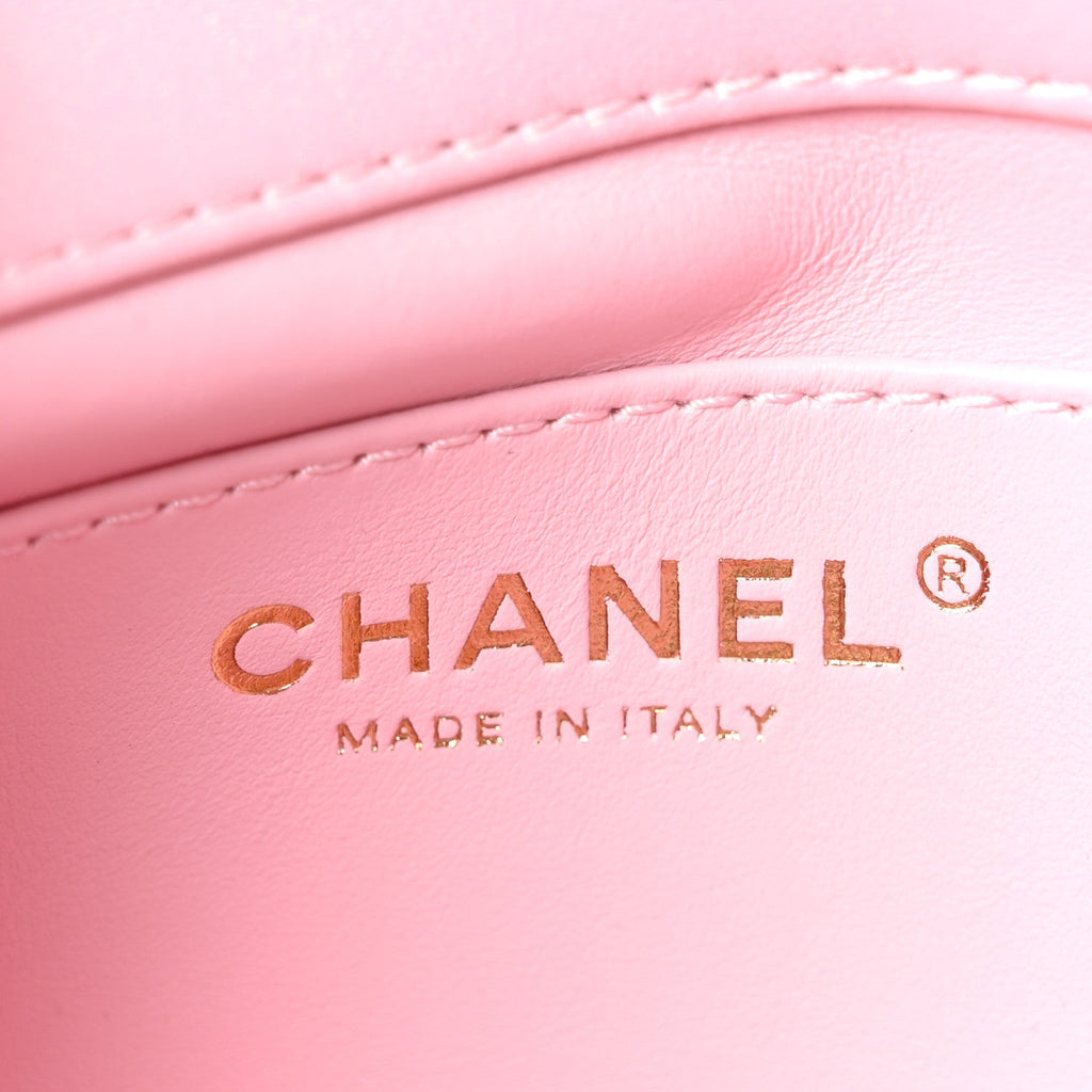 Pearly Lambskin Pearl Quilted Mini Flap Pink