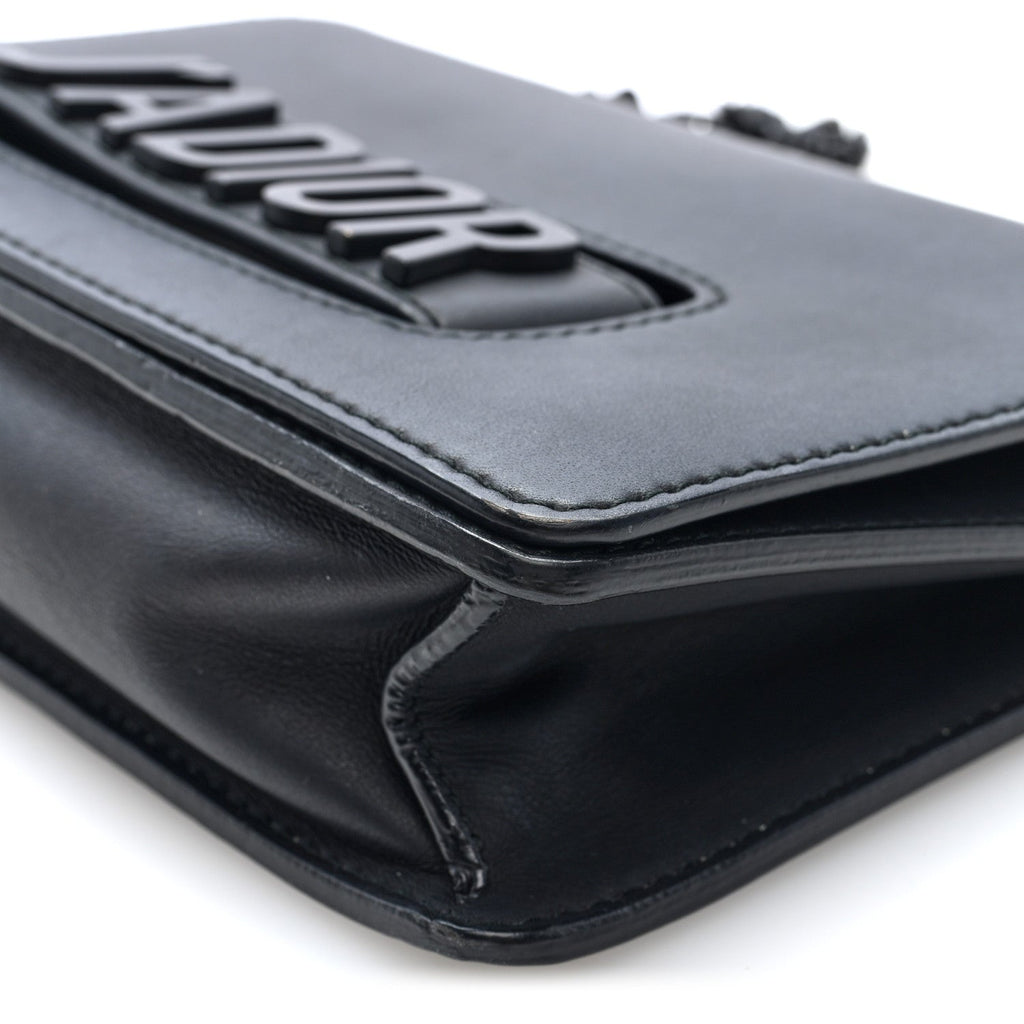 Ultra Matte Calfskin J'Adior Chain Flap Bag Black