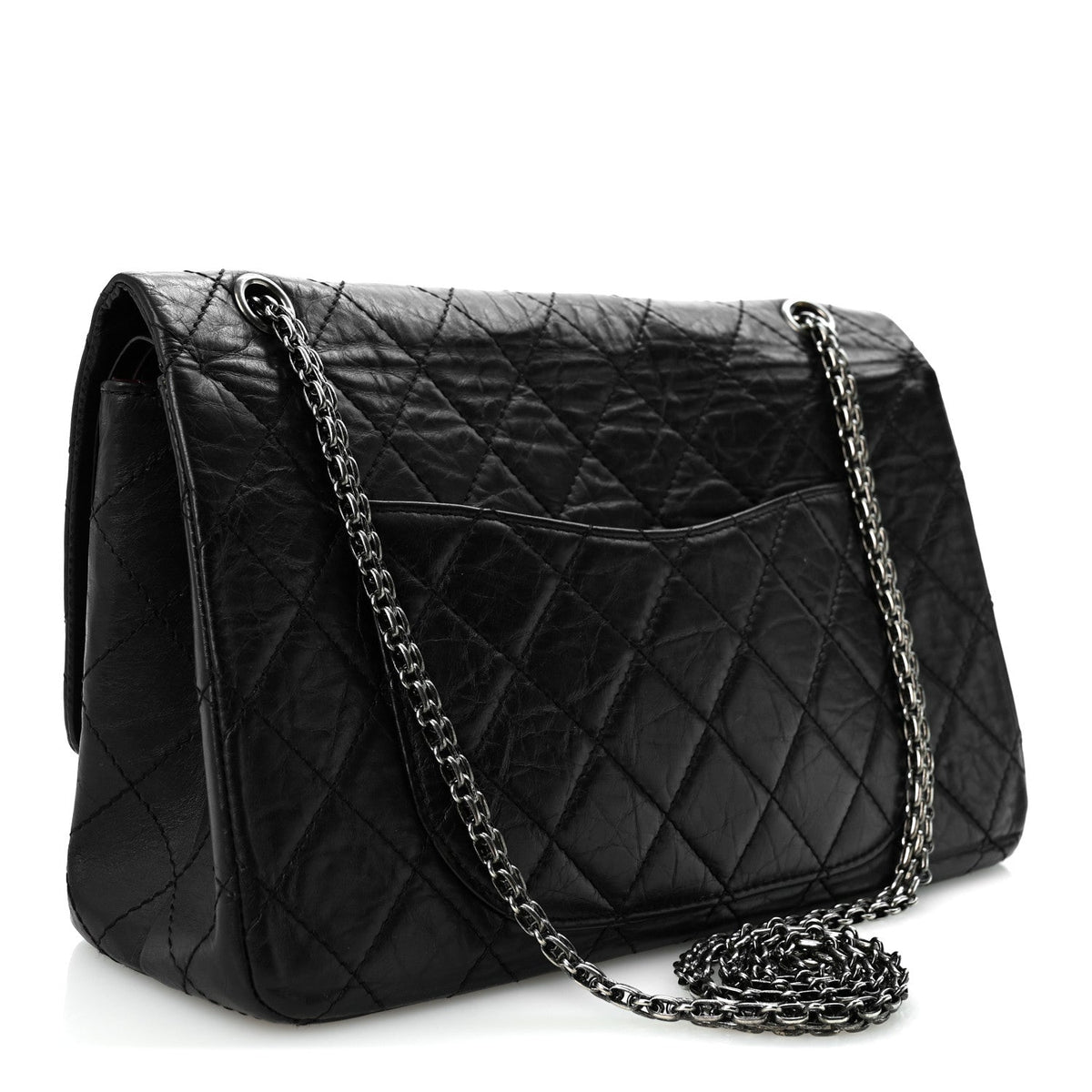 Aged Calfskin Quilted 2.55 Reissue 227 Flap Black