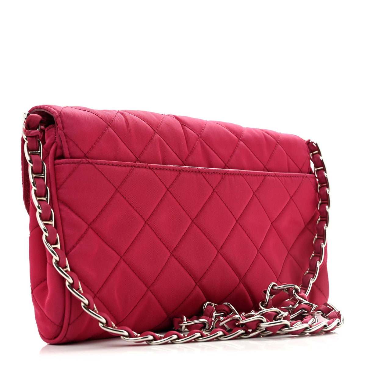 Tessuto Nylon Impuntura Flap Chain Bag Ibisco