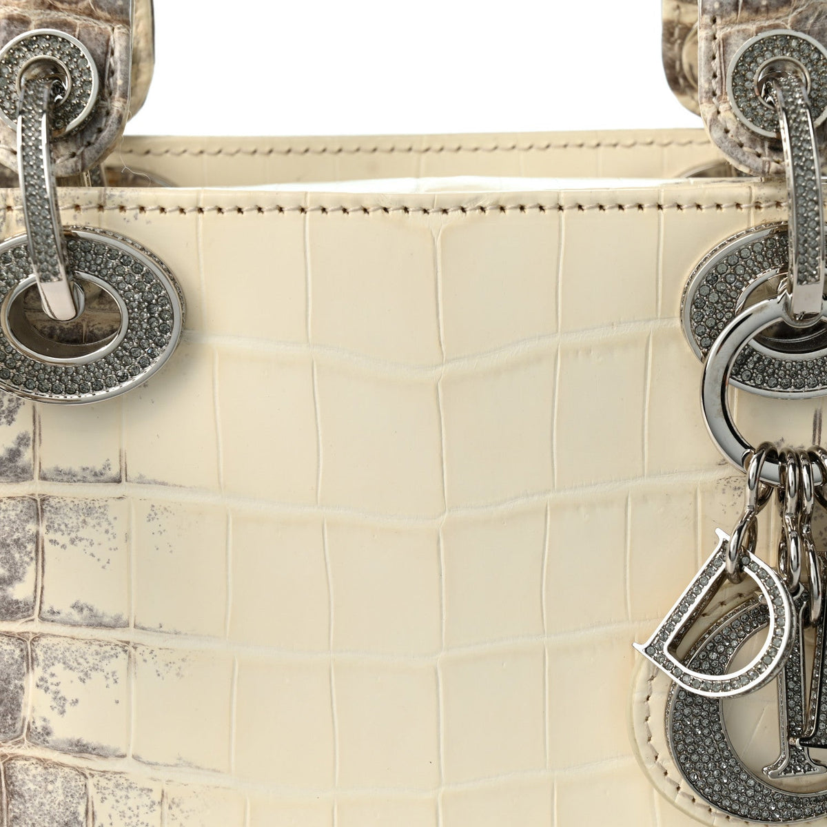 Niloticus Crocodile Himalaya Crystal Mini Lady Dior White