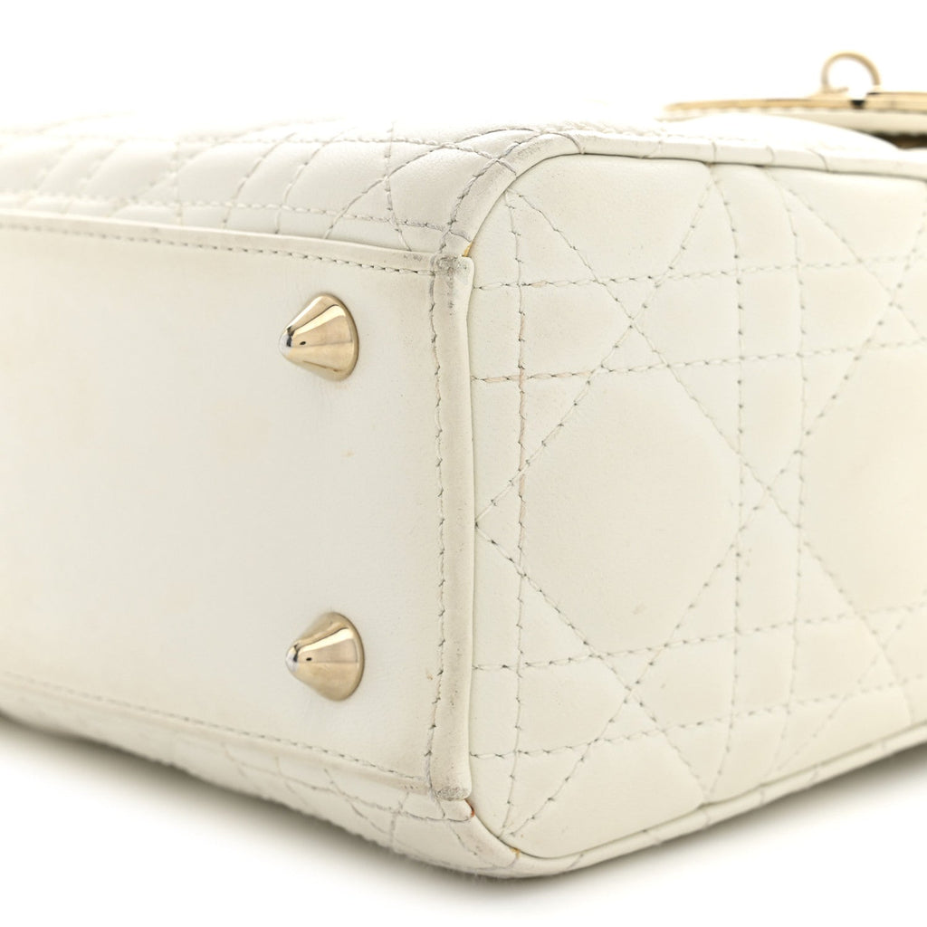 Lambskin Cannage Small My ABCDior Lady Dior White