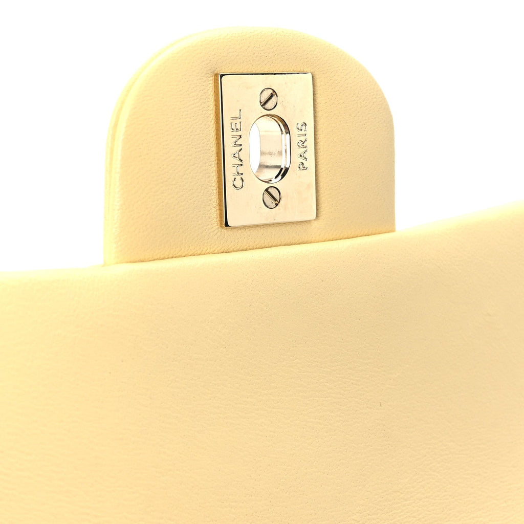Lambskin Quilted Mini Rectangular Flap Light Yellow