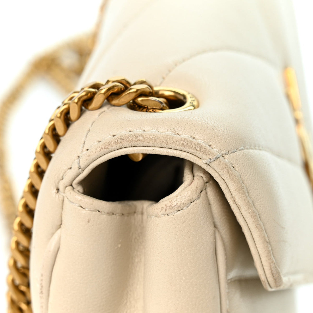 Lambskin Chevron Quilted Mini LouLou  Crema Soft