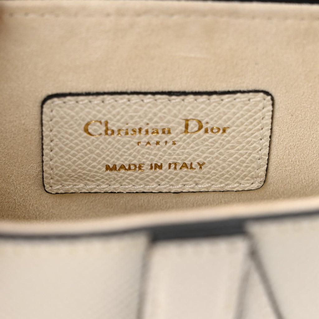 Grained Calfskin Mini Saddle Bag With Strap White