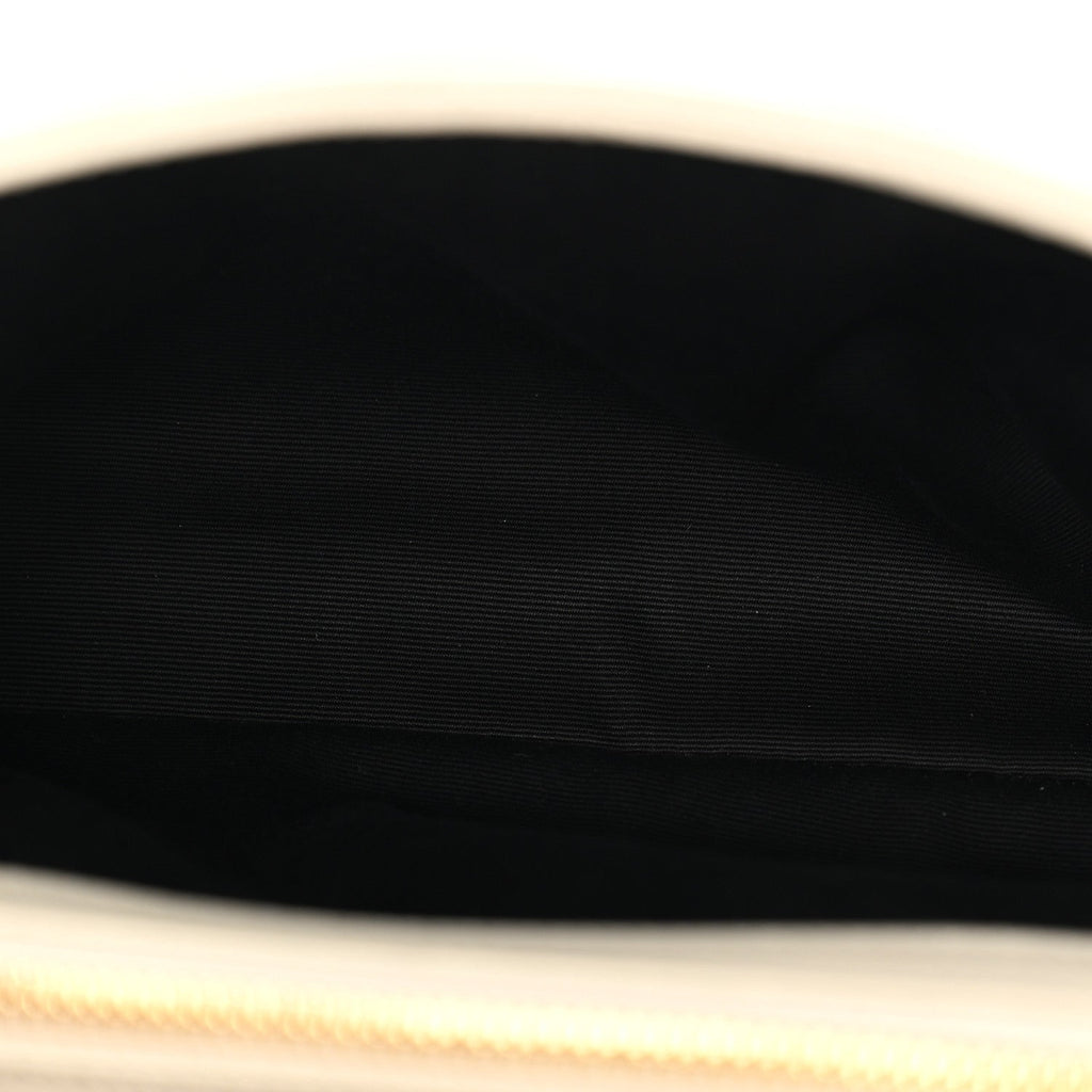 Sheepskin Matelasse Chevron Monogram Medium College Bag Crema Soft