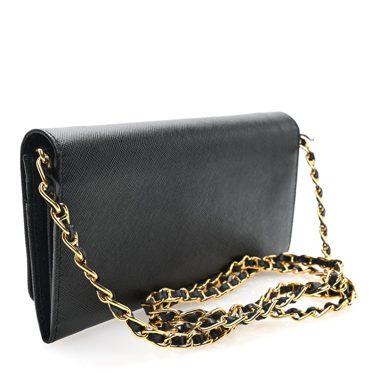 Vitello Move Metal Oro Chain Wallet Black
