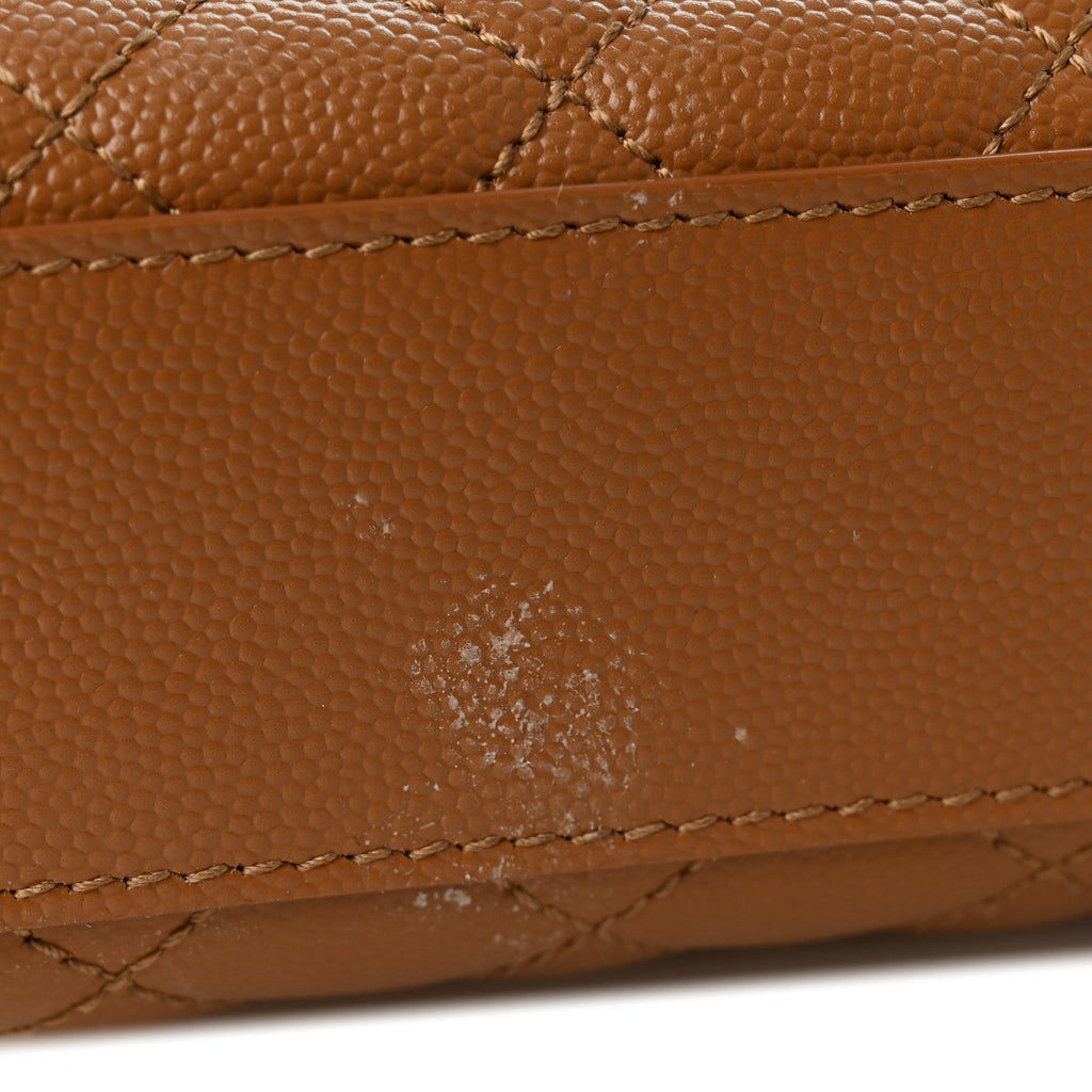 Grain De Poudre Textured Mixed Matelasse Medium Triquilt Monogram Satchel Dark Natural