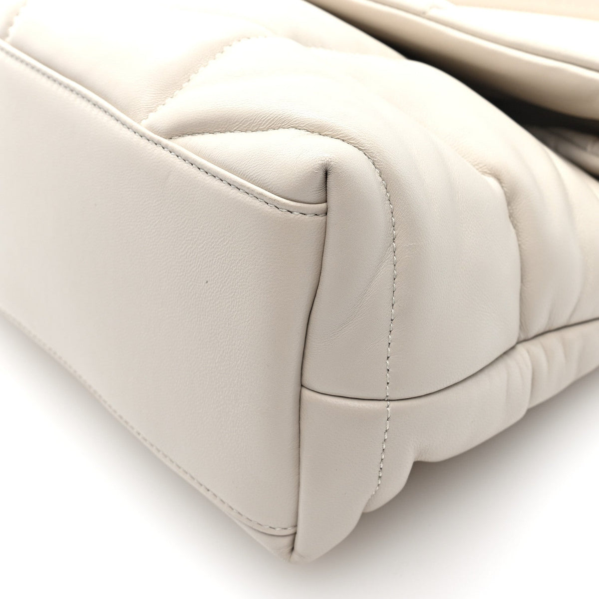 Lambskin Quilted Small Loulou Puffer Monogram Chain Satchel Crema Soft