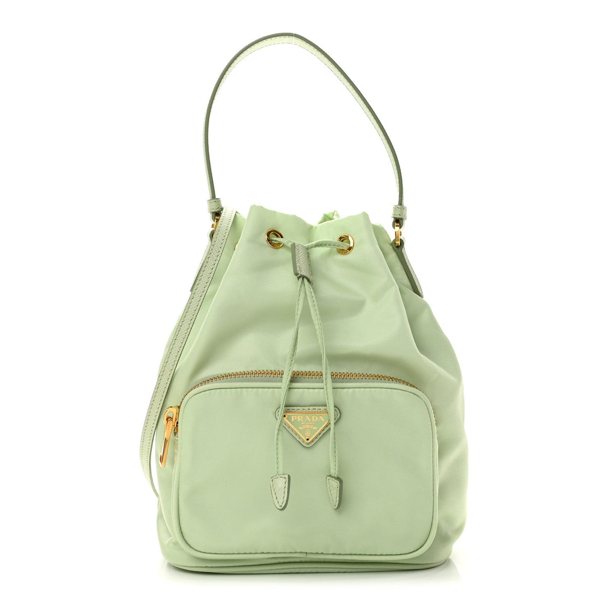 Re-Nylon Saffiano Duet Bucket Crossbody Bag Acqua