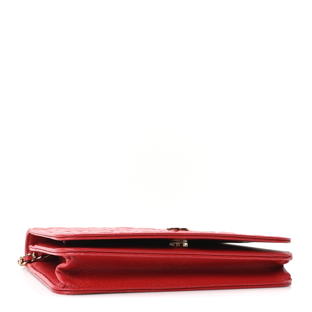 Caviar Camellia Embossed Wallet On Chain WOC Red