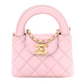 Shiny Aged Calfskin Quilted Mini Nano Kelly Shopper Pink
