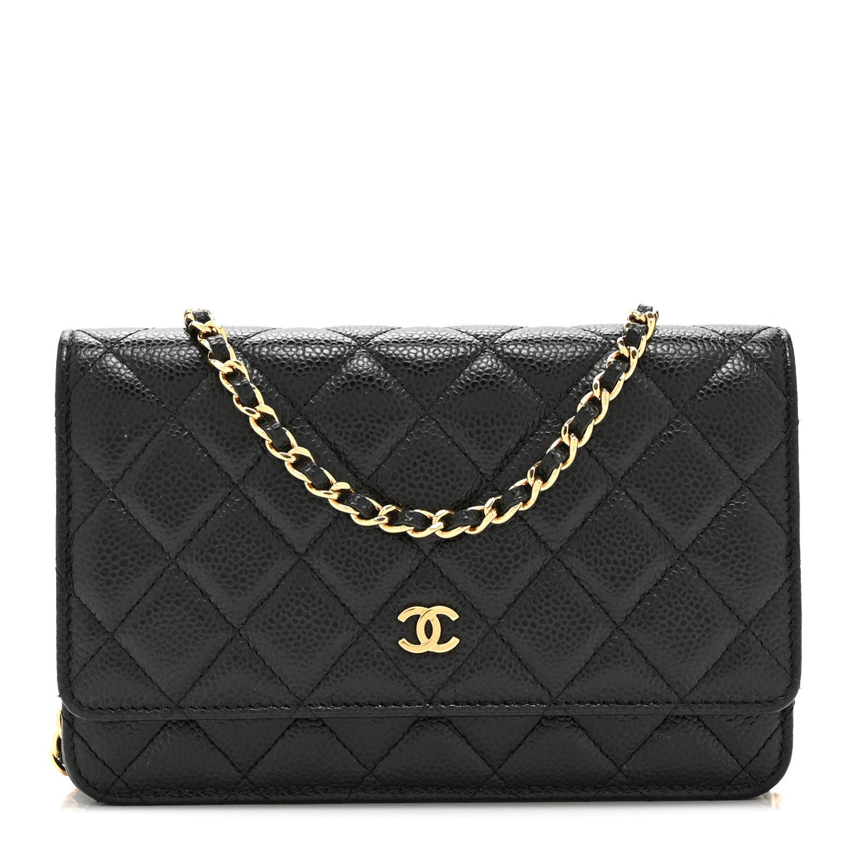 Caviar Quilted Wallet on Chain WOC Black