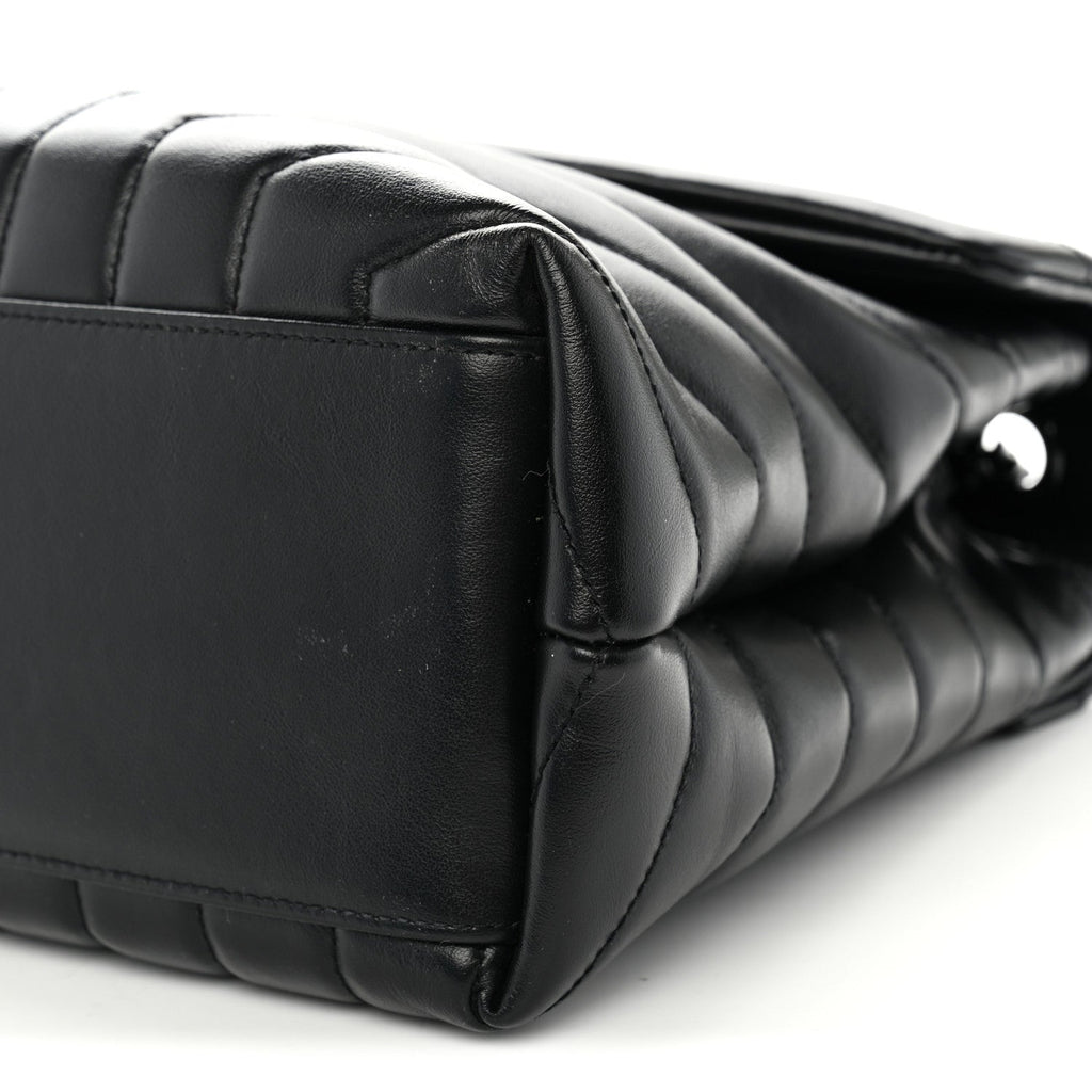 Calfskin Y Quilted Monogram Monochrome Medium Loulou Chain Satchel Black