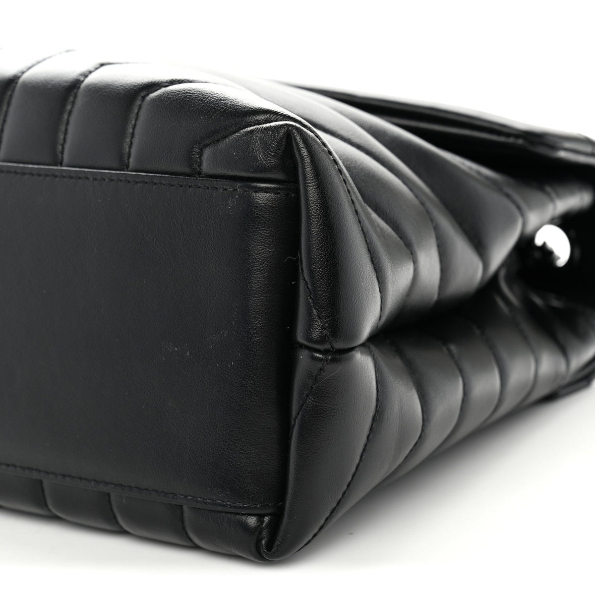 Calfskin Y Quilted Monogram Monochrome Medium Loulou Chain Satchel Black
