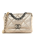 Metallic Lambskin Quilted Medium Chanel 19 Flap Gold