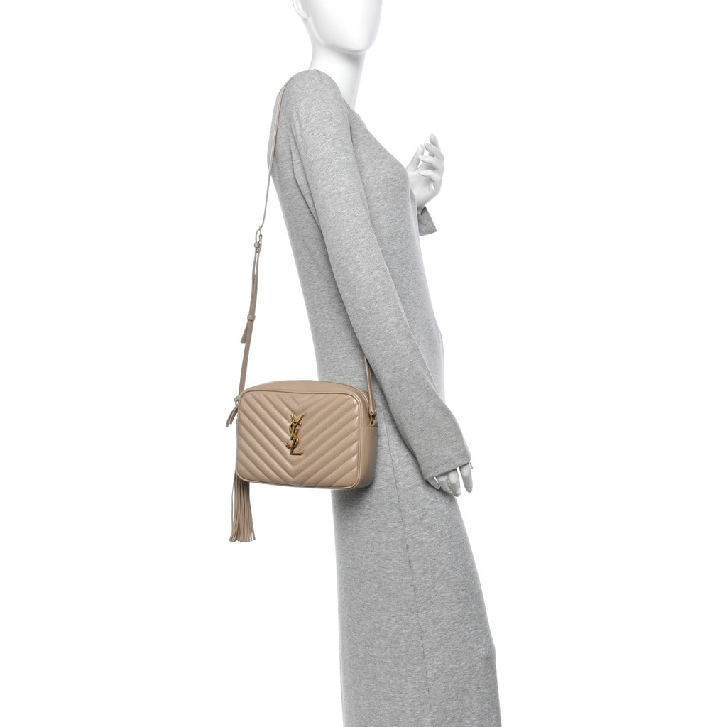 Calfskin Matelasse Monogram Lou Camera Bag Dark Beige