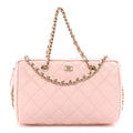 Caviar Quilted Barrel Clutch With Chain Light Pink