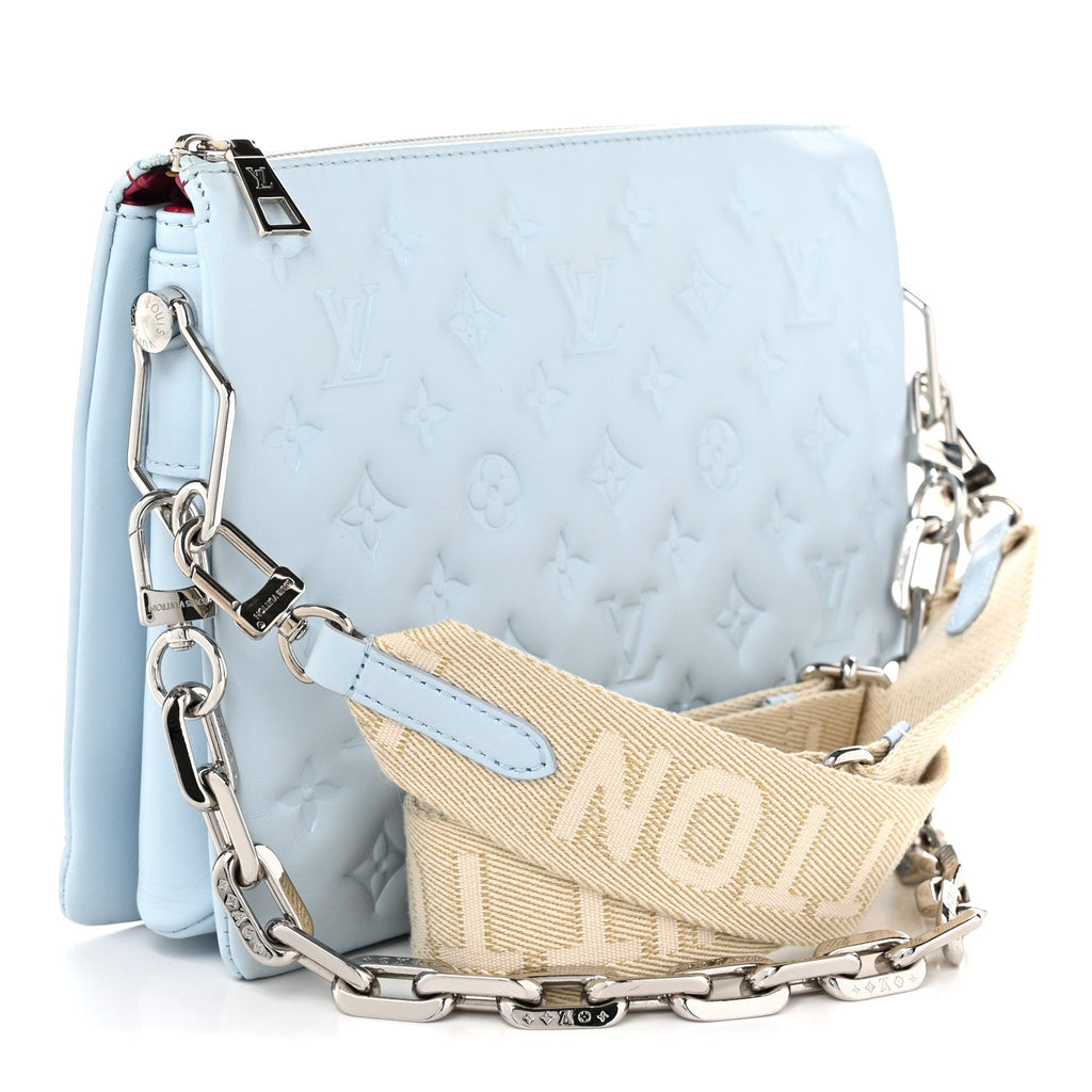 Lambskin Embossed Monogram Coussin PM Ice Blue