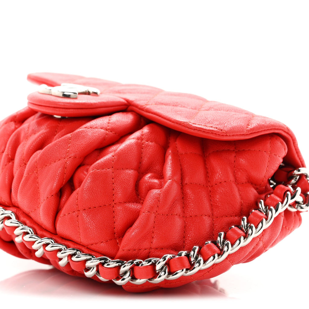 Washed Lambskin Mini Chain Around Messenger Coral