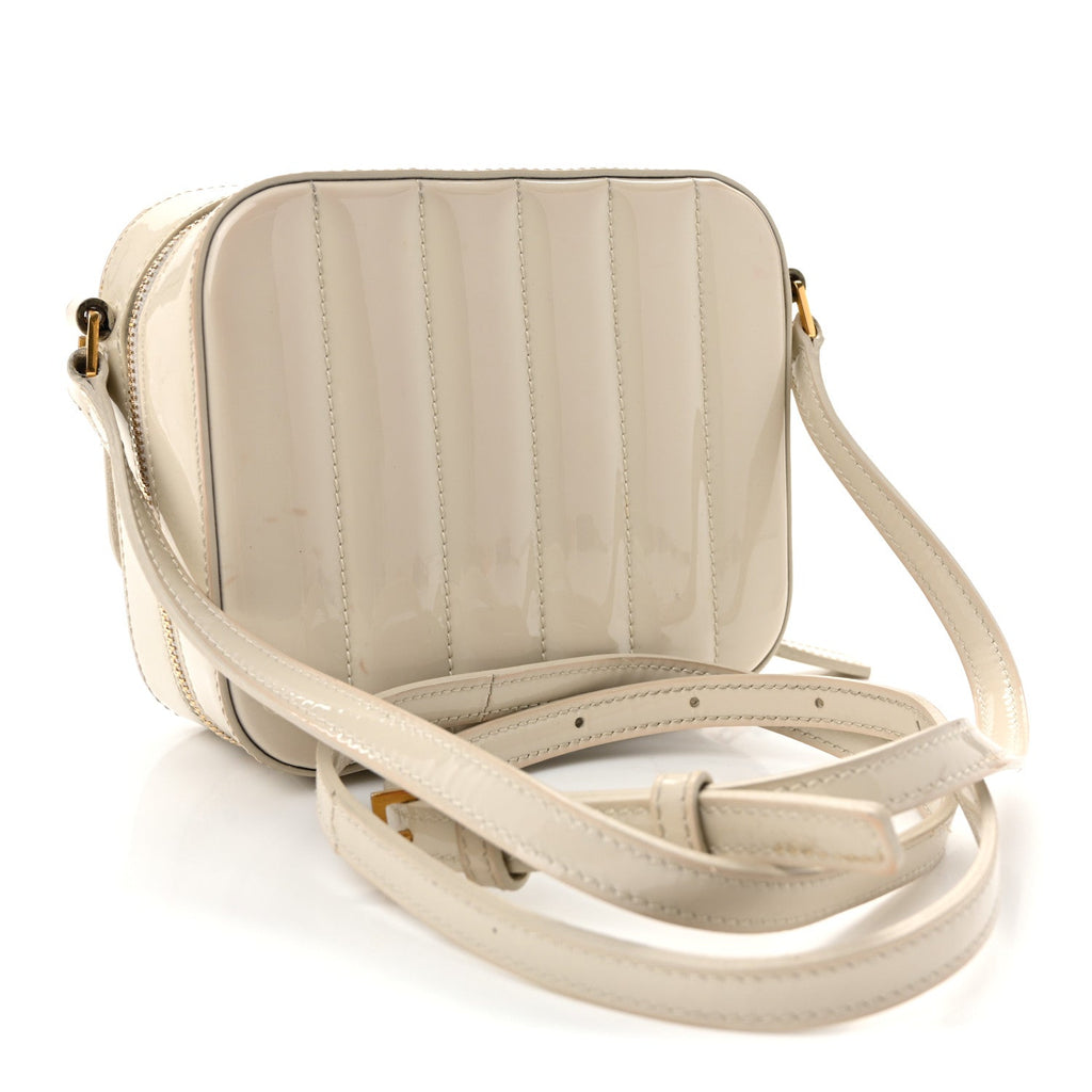 Patent Matelasse Monogram Toy Vicky Camera Bag Off White