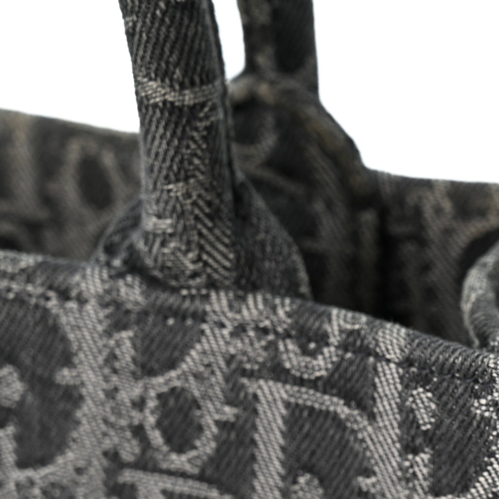 Oblique Denim Mini Book Tote With Strap Grey Multicolor