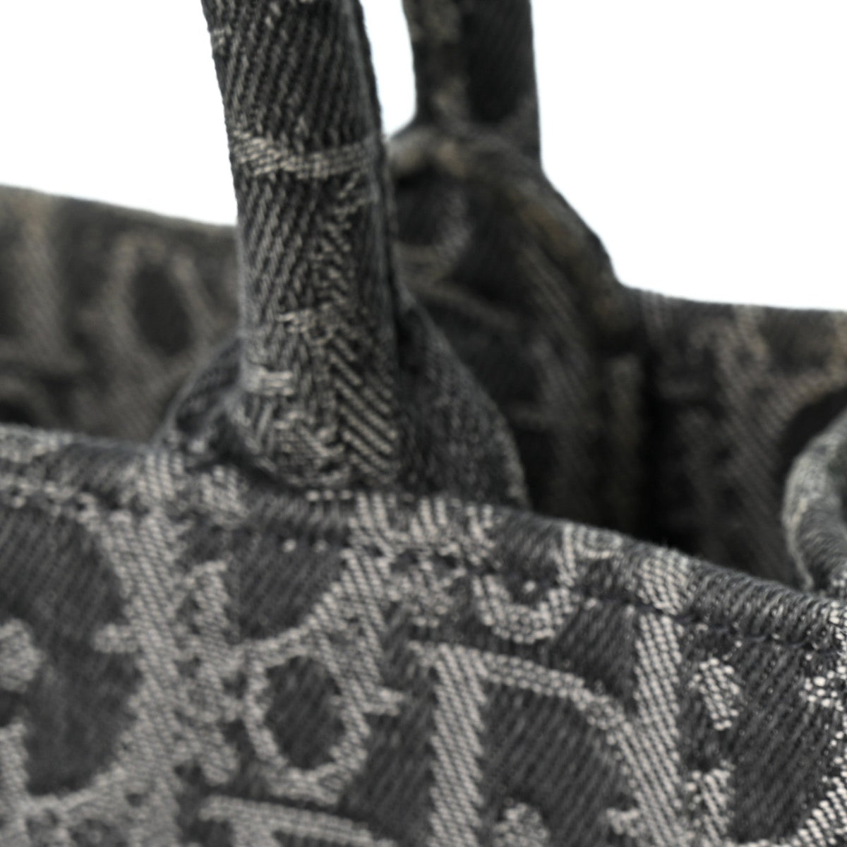 Oblique Denim Mini Book Tote With Strap Grey Multicolor
