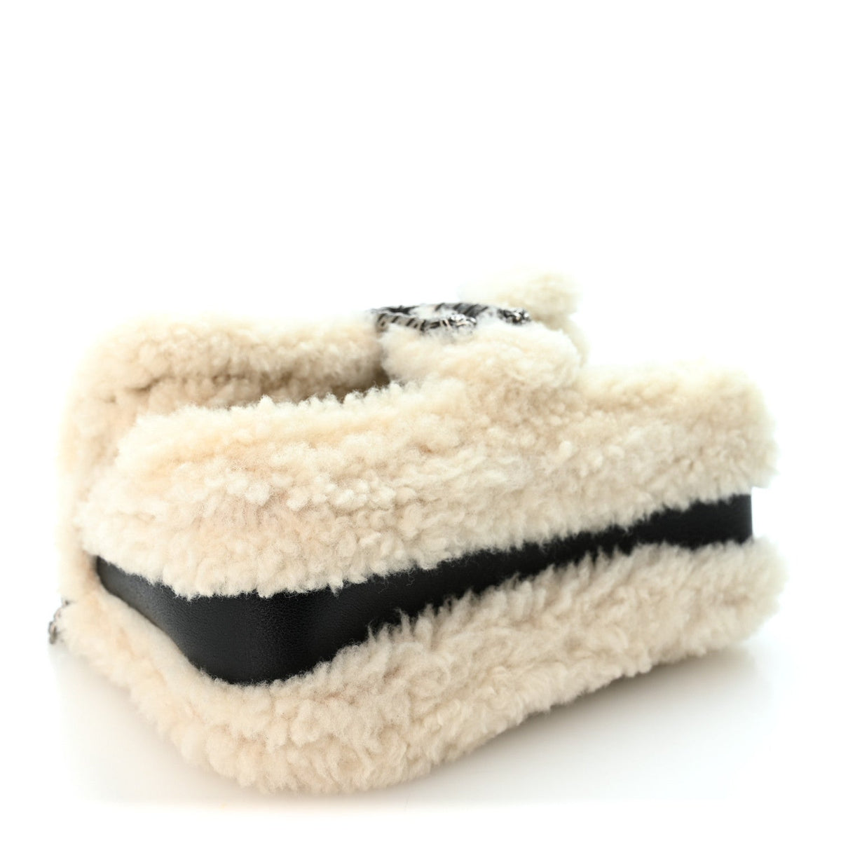 Sakai Be Green Calfskin Shearling Mini Dionysus Top Handle Bag Black